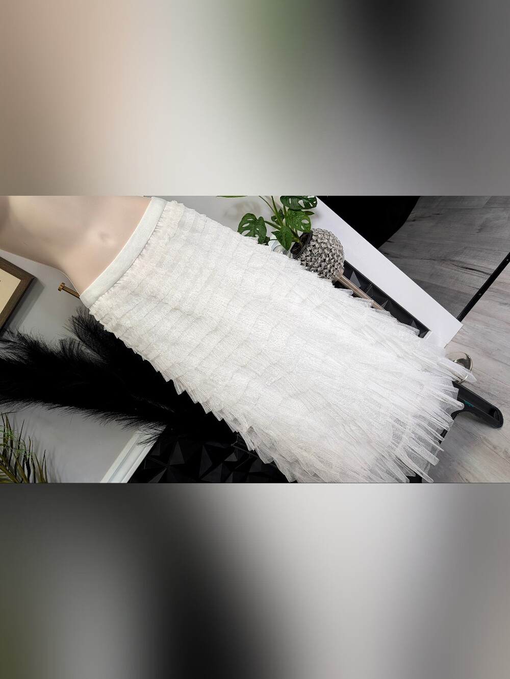 Cupshe White Boho Tulle Ruffle Layers Maxi Skirt XL NWT - Picture 2 of 8